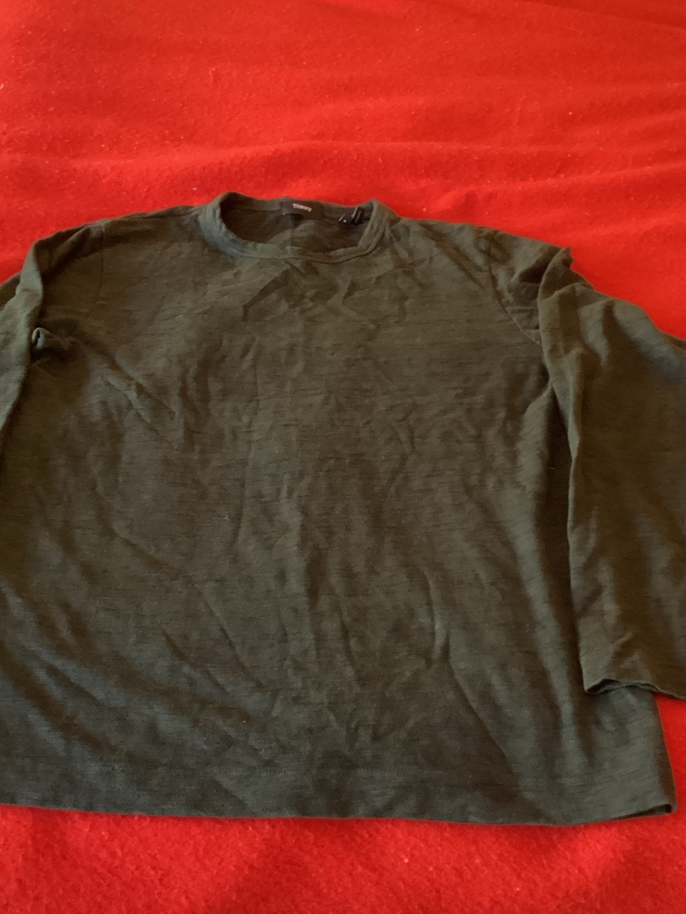 Theory Dark Green Long Sleeve Crewneck Shirt